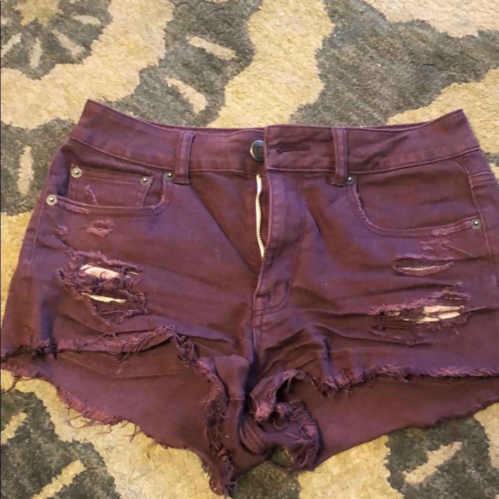 Maroon high waisted shorts